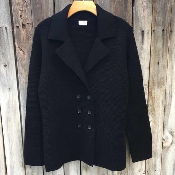 TSE Chunky Knit Cardigan Merino Wool Black XL - Picture 14 of 14